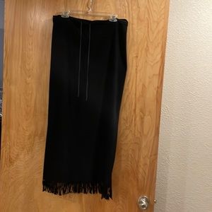 Casual Corner Fringed Black Maxi Suede Skirt 12